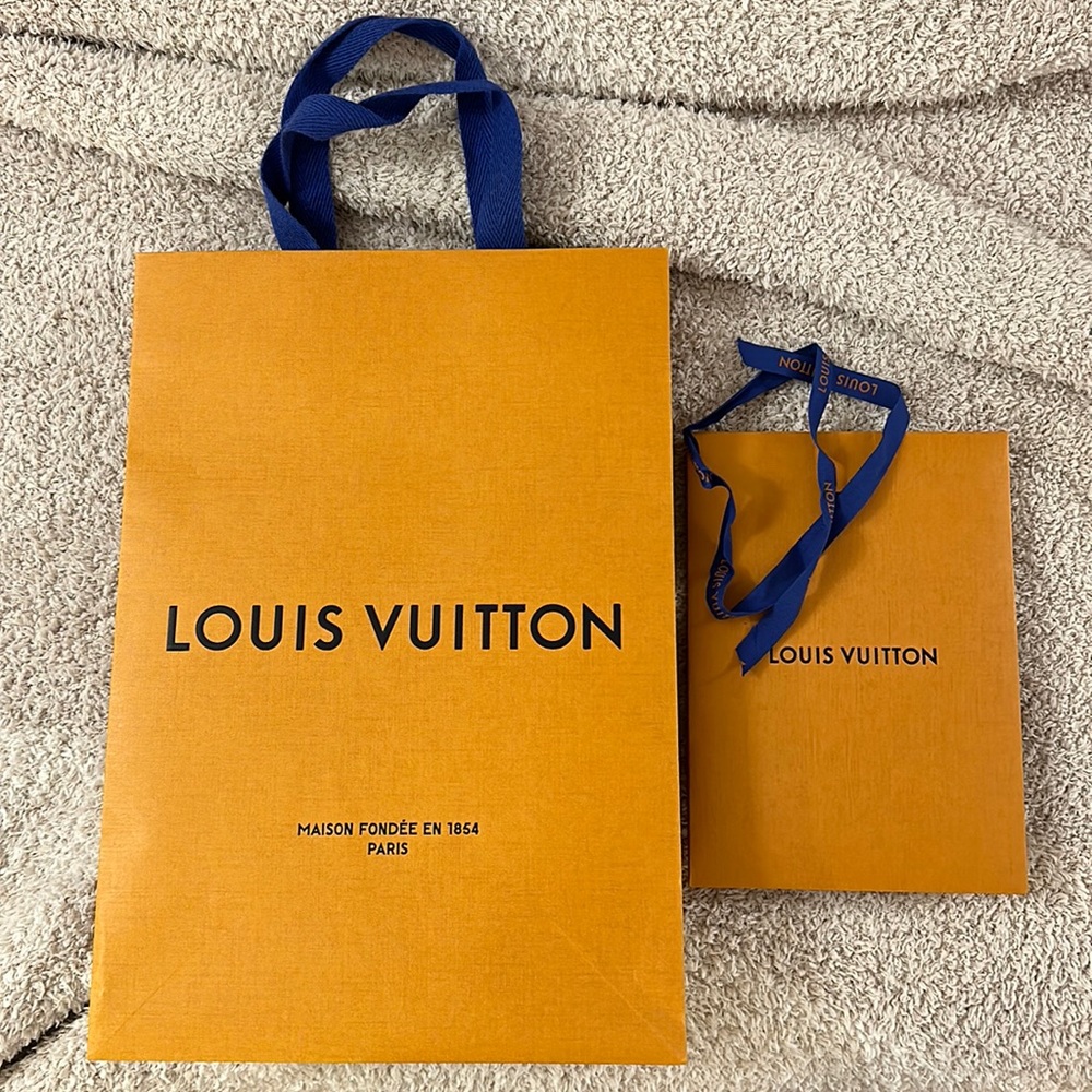 Louis Vuitton shopping bag and small gift envelope with ribbon